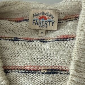 Faherty Cream Striped Sweater